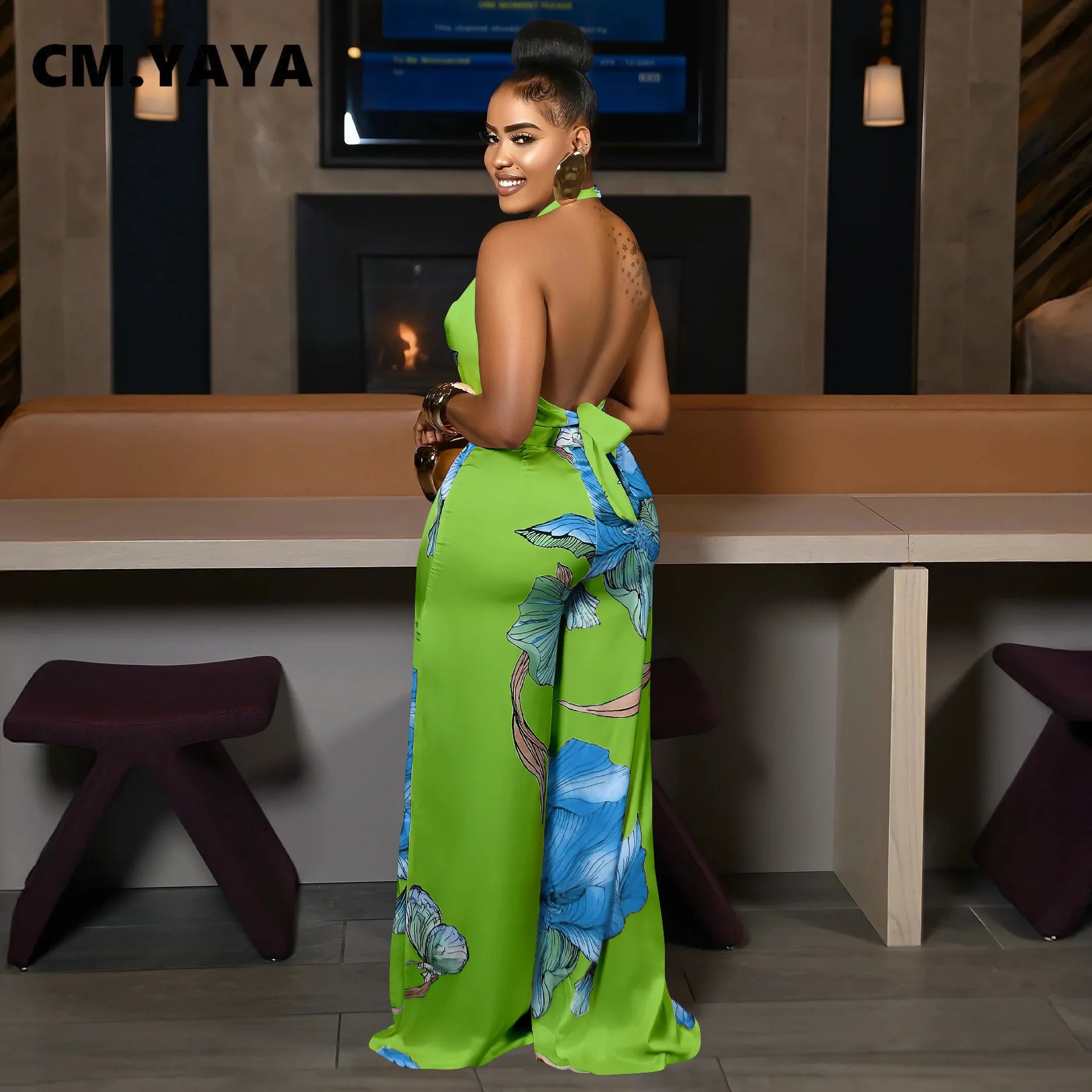 Women's Set Pile Collar Elegant Floral Print Top and Wide Leg Pants Suit 2025 Summer Two 2 Piece Sets Outfit Tracksuit