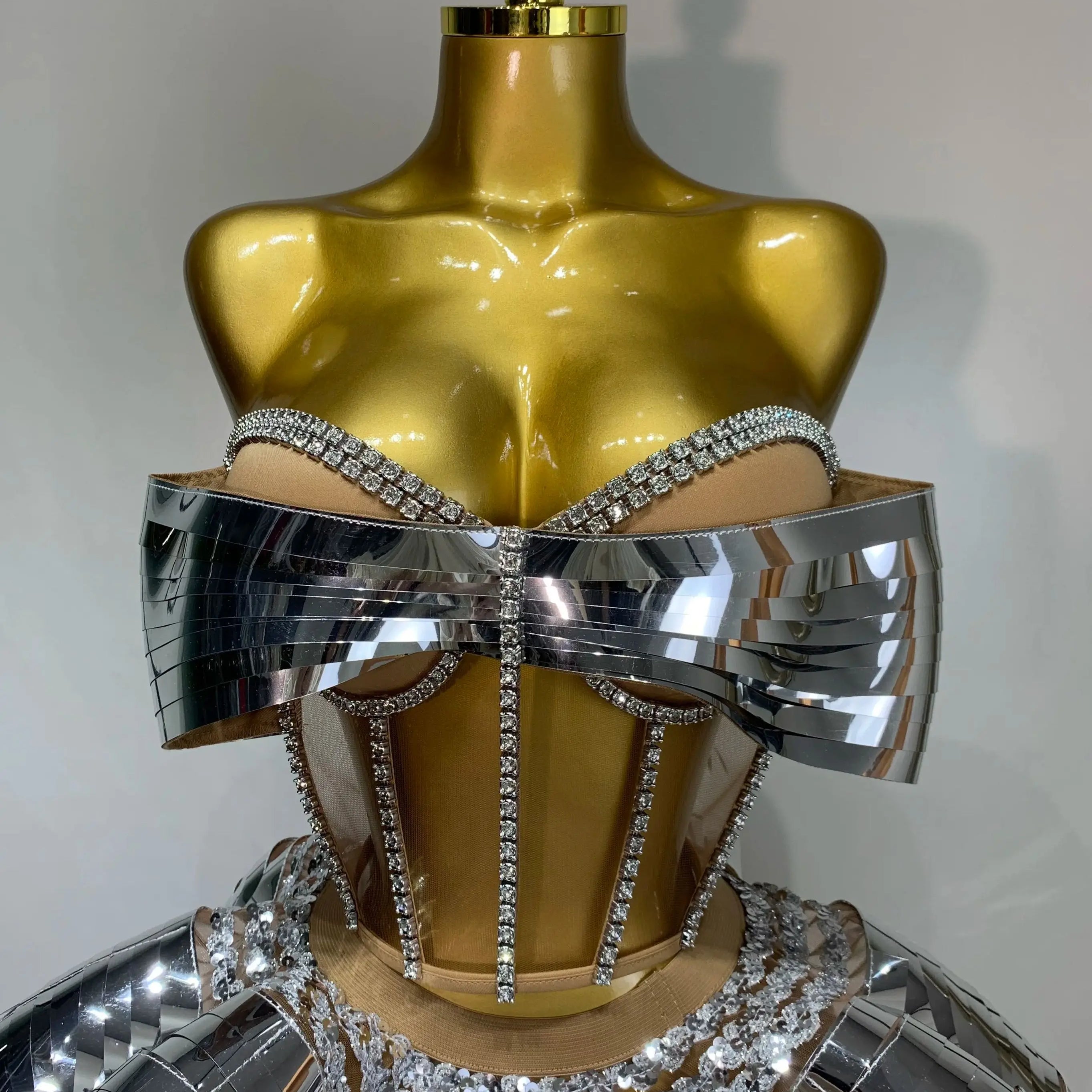 Women Stage Performance Costume Two Piece Set Silver Sequins Rhinestone Fancy Outfit Sexy Backless Shiny Birthday Party Dresses