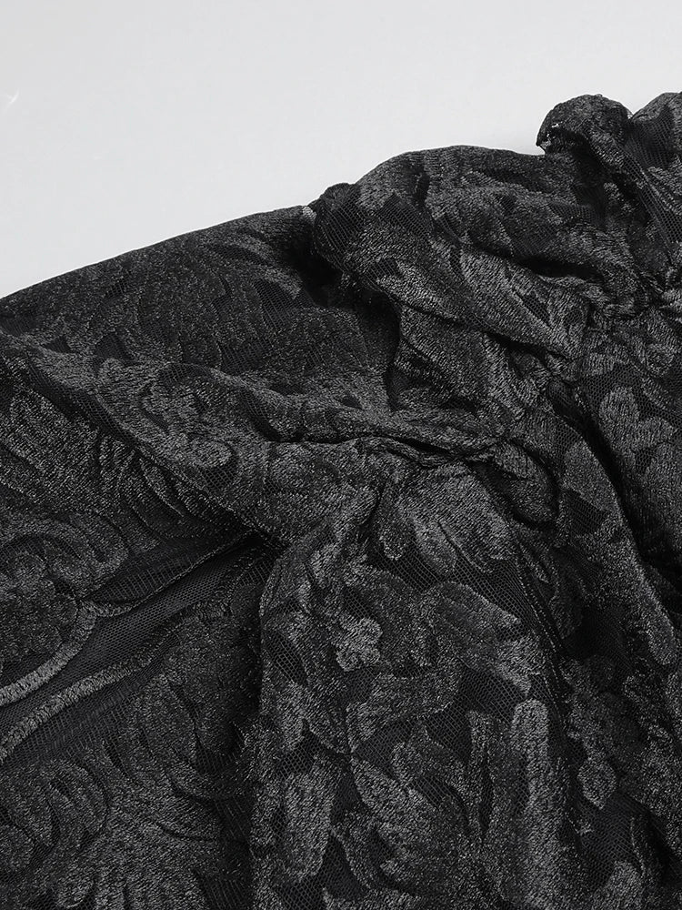 Black Lace Appliques Long Dress for Women Rhinestones Halter High Slit Diamonds Sleeveless Trumpet Cocktail Evening Gown