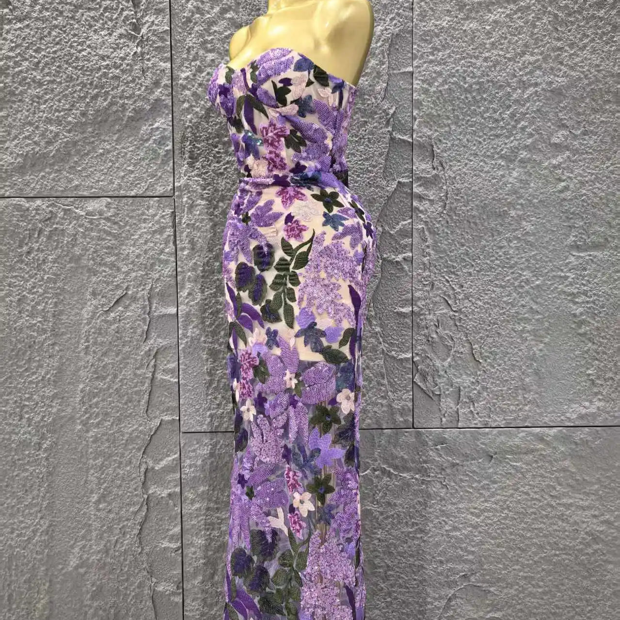 Women Sexy Strapless Embroidery Bodycon Long Dress Celebrate Evening Party Vacation Girls' Birthday Outfit