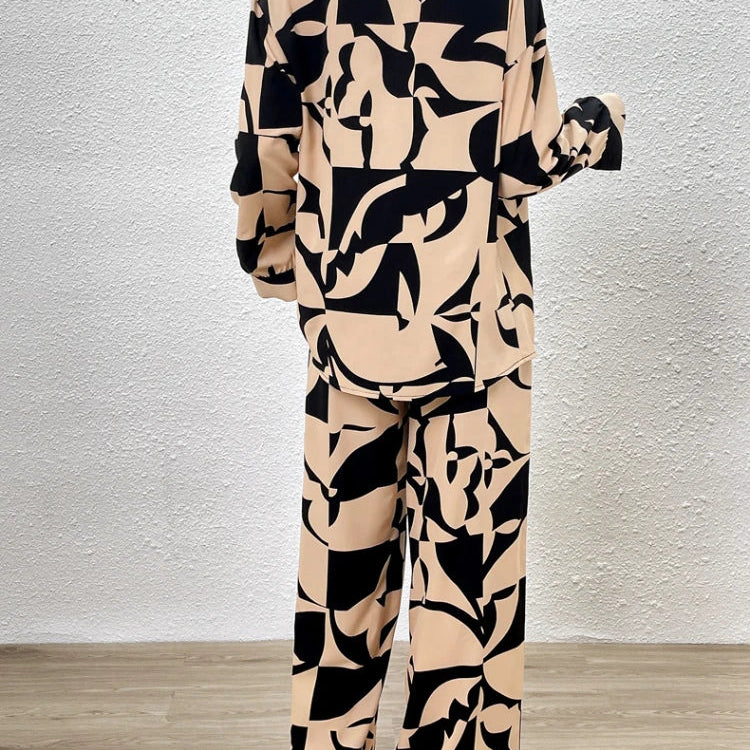 2 Piece Sets Women Outfit New in Spring Summer Fashion Women Tops Elegant Commuting Printed Button Pants Set Women's Clothing