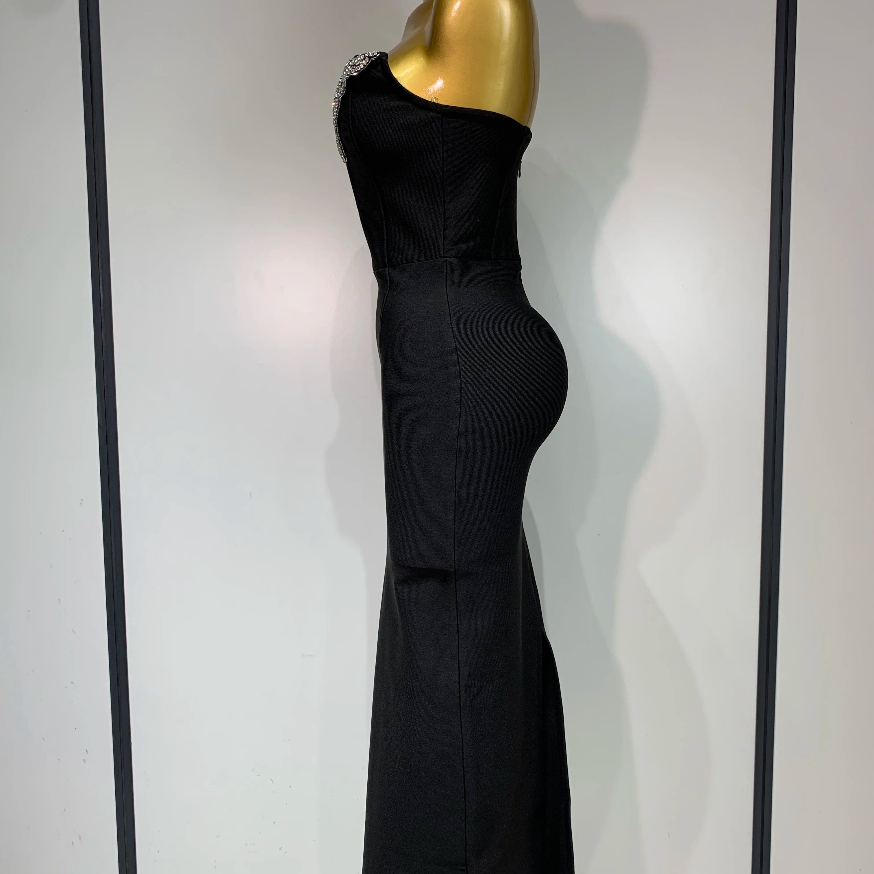 Women Sexy Strapless Sparkly Rhinestones Bodycon Bandage Long Dress Fashion Celebrate Evening Party Luxury Birthday Dresses