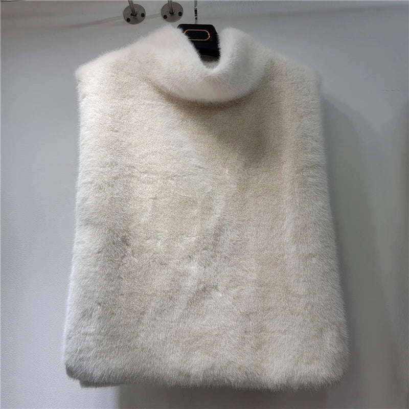 Autumn Winter New High Quality Soft Fur Vest For Women Imitation Mink Fur Sleeveless Fur Tank Top Female 11A07795 Apricot One Size