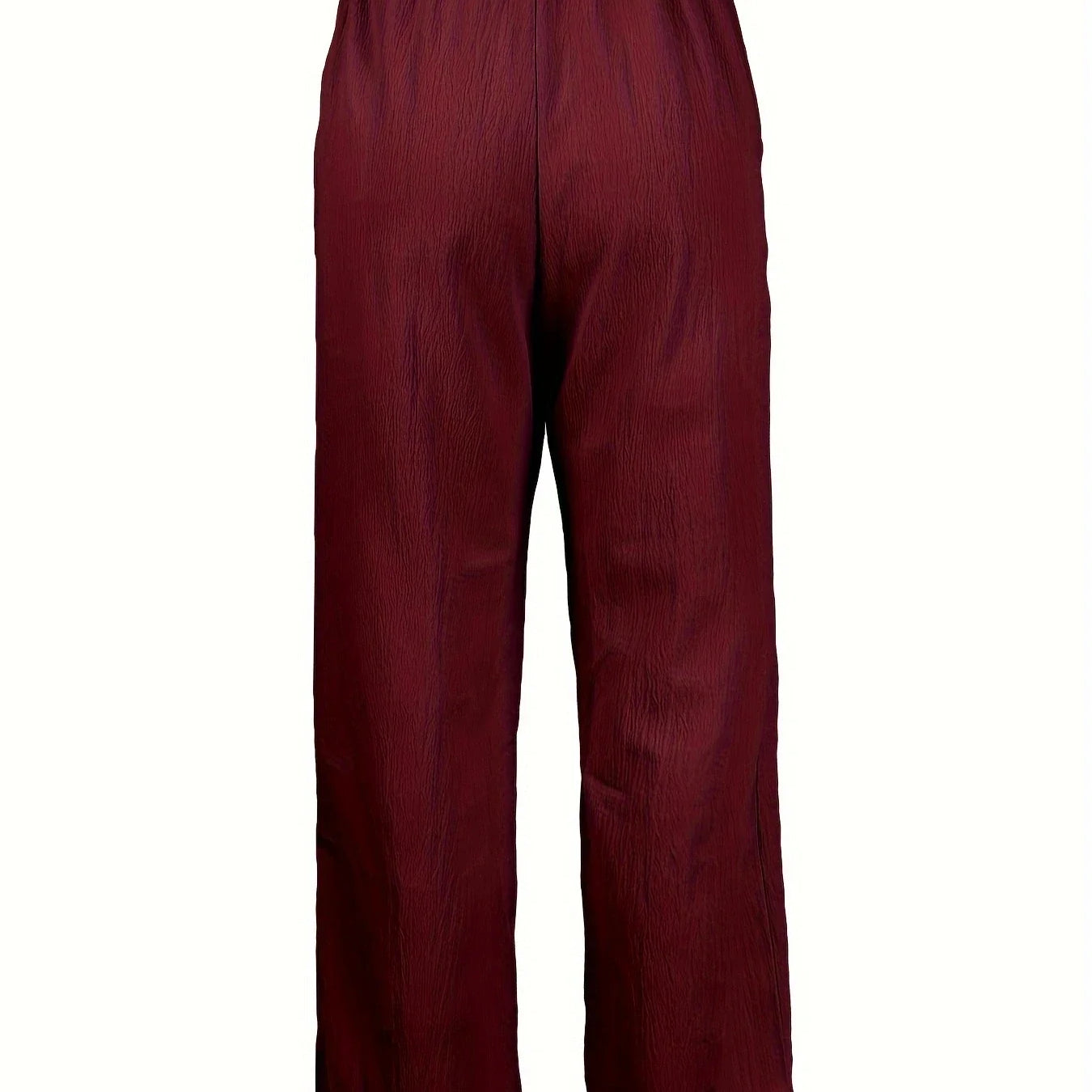 Women Fashion Elastic Waist Wide Leg Long Trousers Pockets Casual Solid Loose Female All Match Pants New