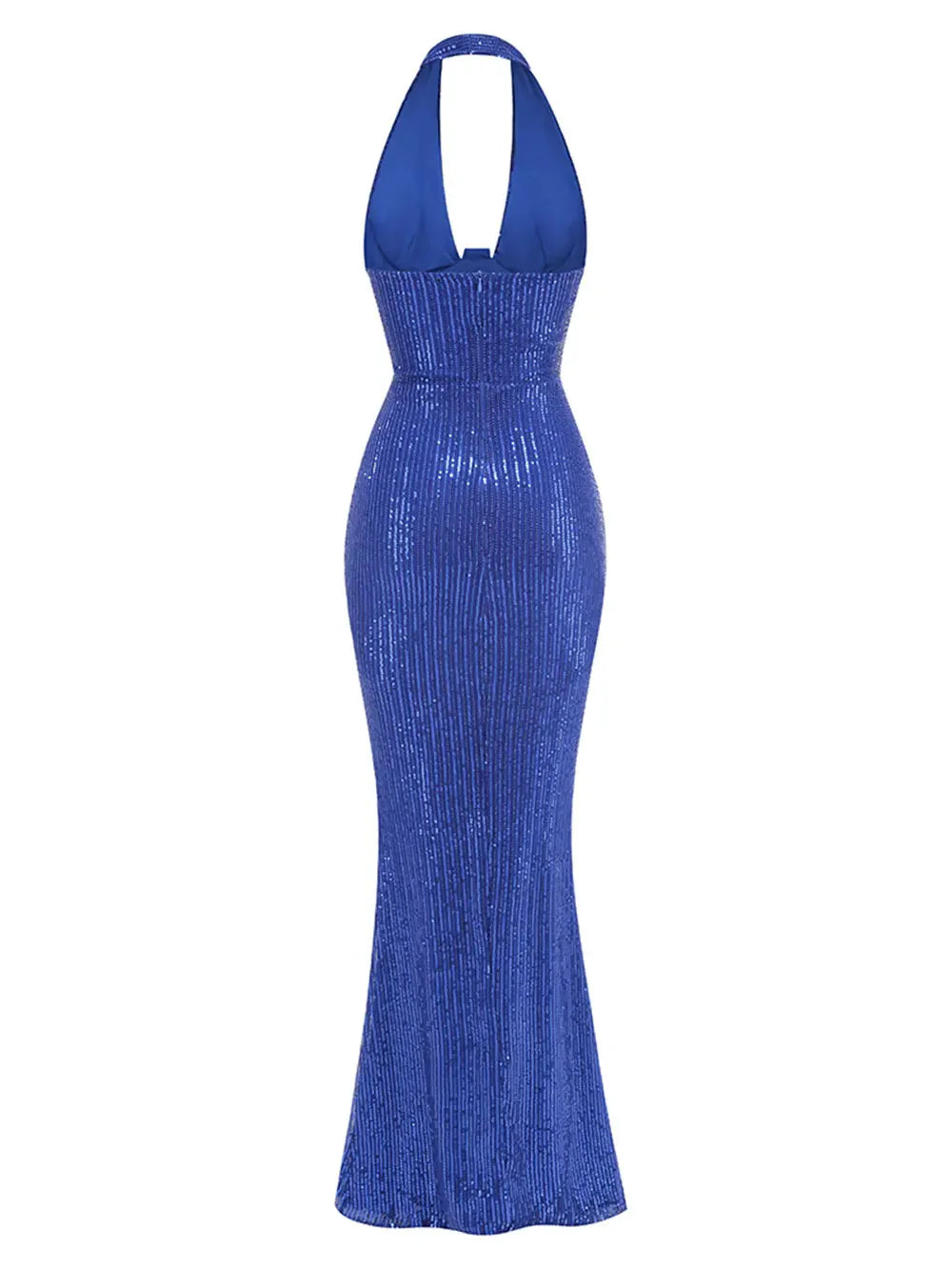 2024 Sexy Women's Maxi Red Sparkle Dress with Hanging Neck Sleeveless Bodycon Backless Long Dresses Evening Club Party Vestidos Blue