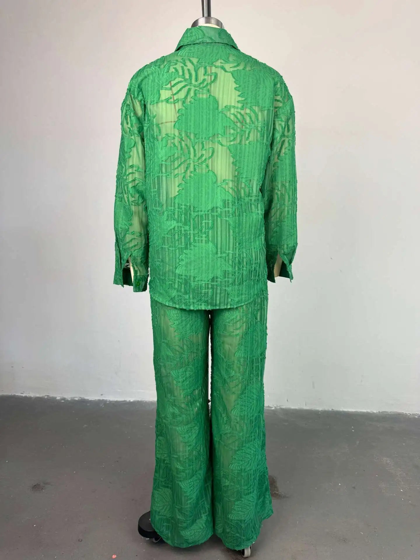 CM.YAYA Fashion Women's Set Perspective Long Sleeve Shirt and Straight Wide Leg Pants 2025 OL Two 2 Piece Set Outfit Tracksuit