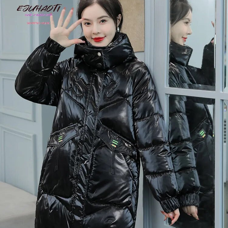 Women's Oversized Winter Coat 2024 New Mid-length Loose Jacket Ladies Elegant No-wash Parkas Korean Fashion Slim Clothes