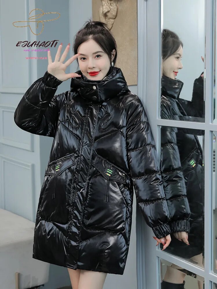 Women's Oversized Winter Coat 2024 New Mid-length Loose Jacket Ladies Elegant No-wash Parkas Korean Fashion Slim Clothes