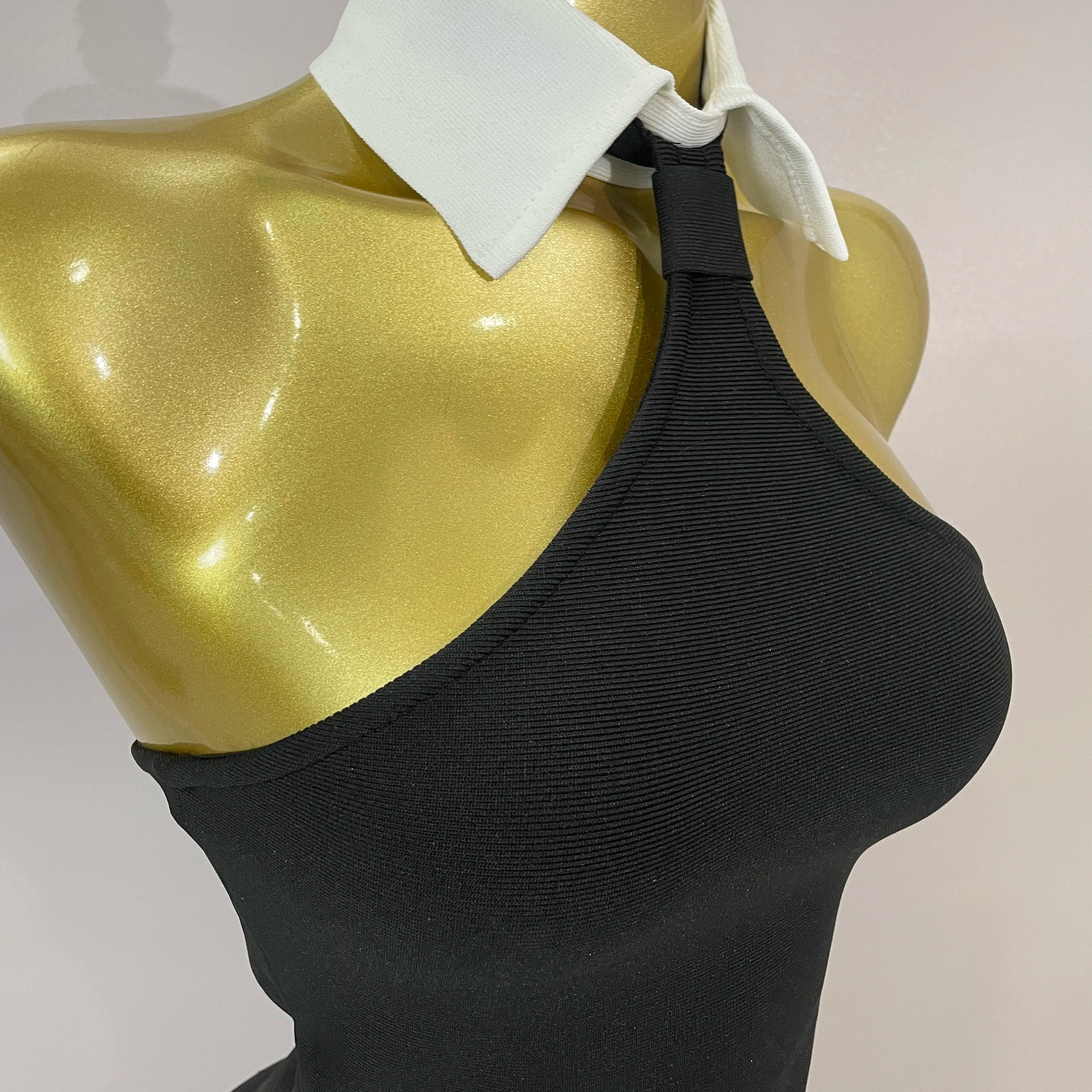 Sexy Backless White Shirt Collar Black Mini Bodycon Bandage Dress 2025 Women Elegant Evening Club Party Luxury Birthday Dresses