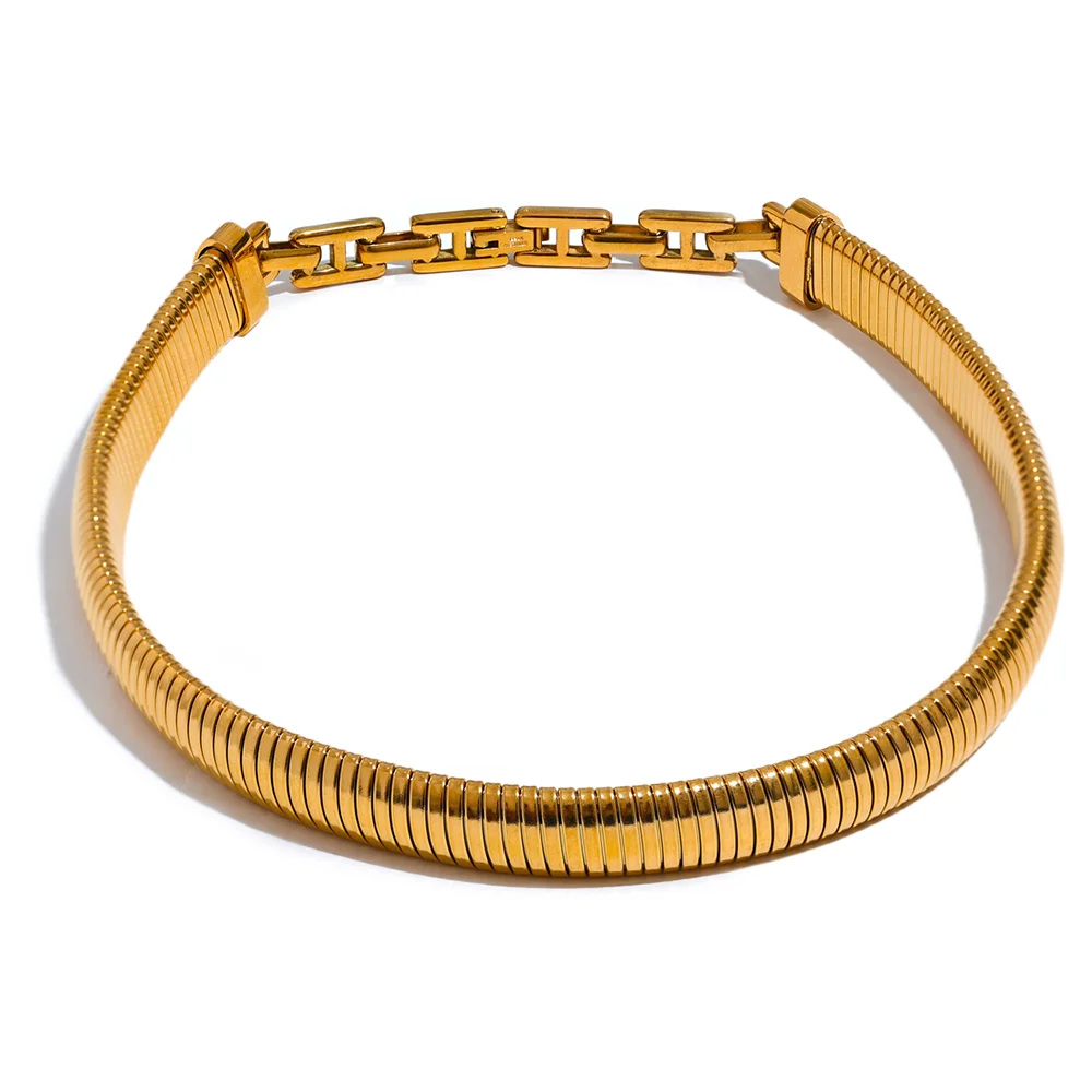 Yhpup 12mm Stainless Steel Cuban Choker Necklace Waterproof Statement Fashion 2023 Trendy Thicker Chain Jewelry for Women Gift YH357A Gold