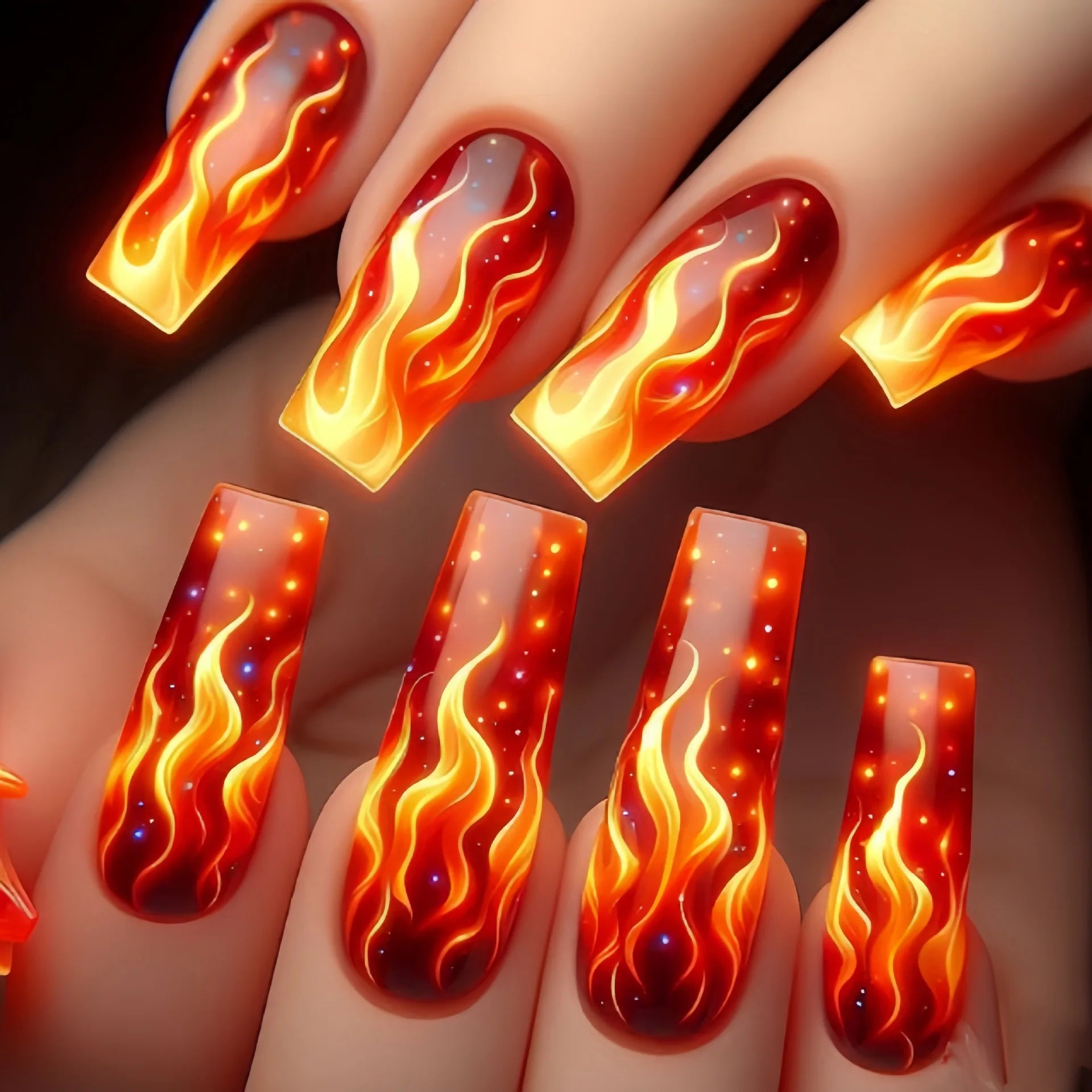 24pcs/set medium long fake nails fashion butterfly feather forest sea wave design gradient blue purple green press on false nail 1772