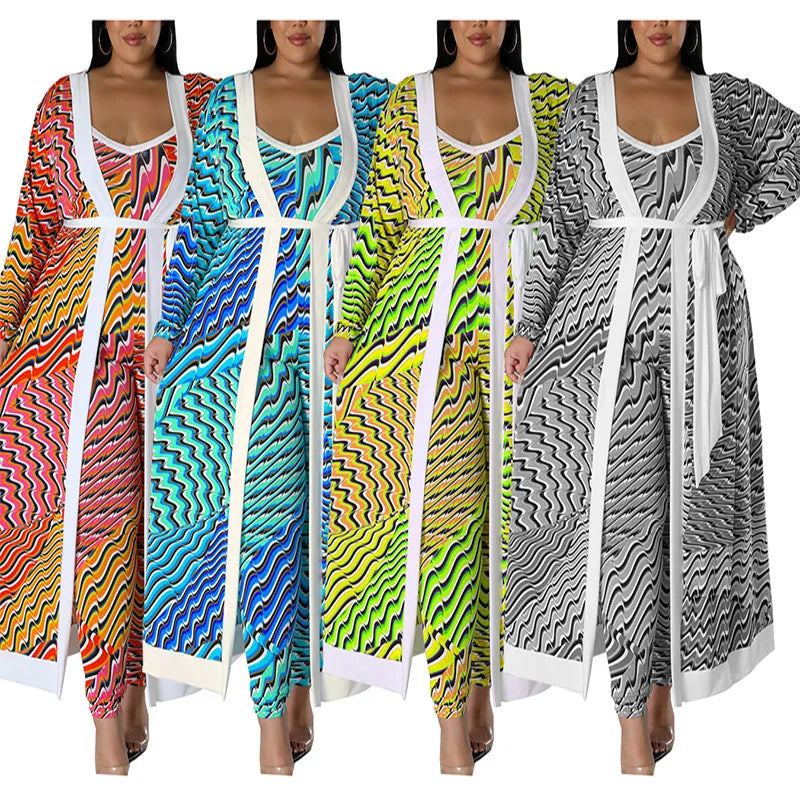 218290 Plus Size Women's Clothing 2025 Autumn New Item Long Sleeved Top with Pants Set New Product