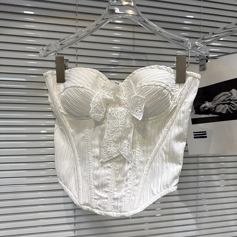 Winter New Sweet Fashion Halter Neck Bowknot Fishbone Chest Pad Tank Top For Women Backless Vest Female 11A07603