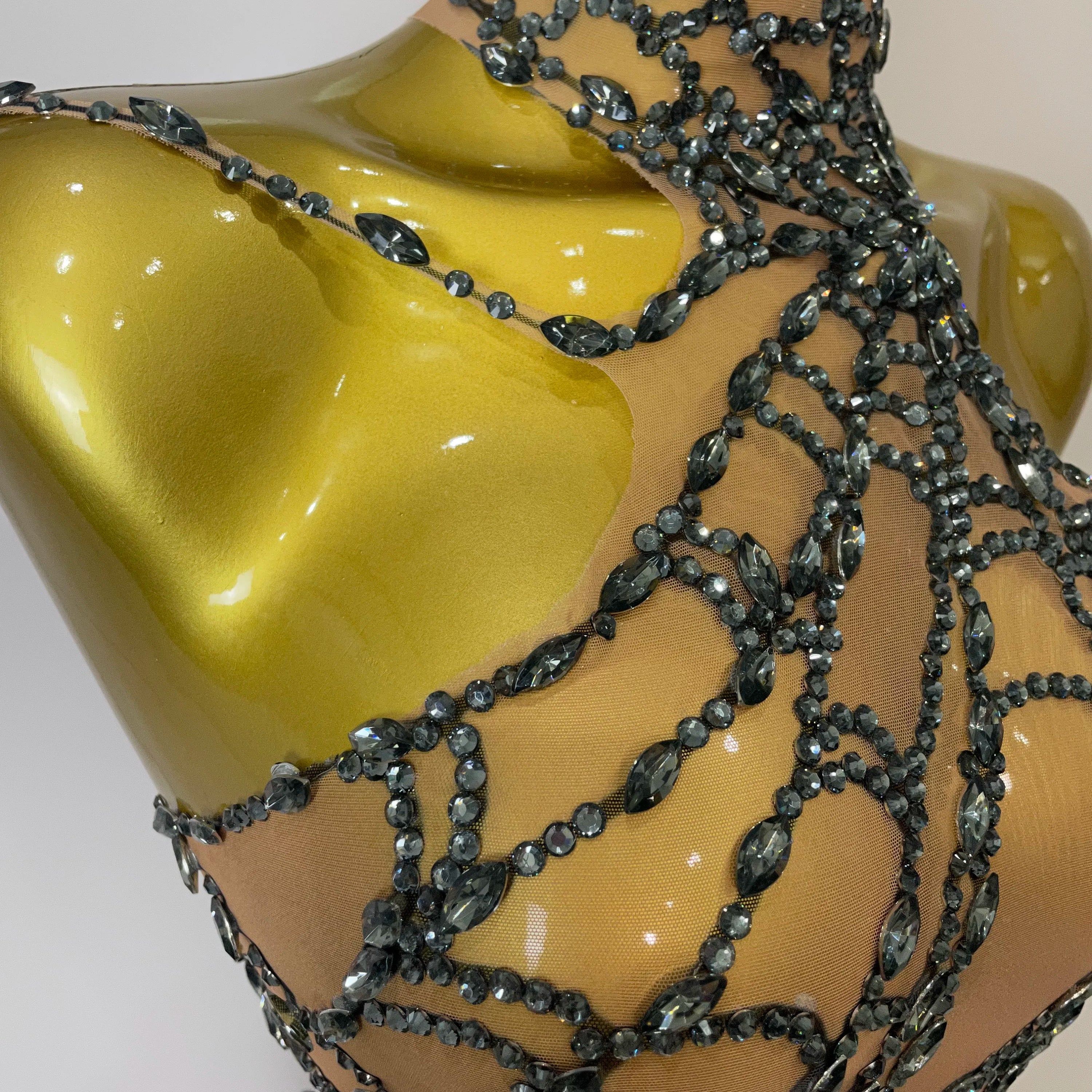 STOCK 2025Women Sparkly Diamond Sexy Mesh Jumpsuit Nightclub Bar Party Show Gogo Dancer Clothing Drag Queen Outfit Stage Costume