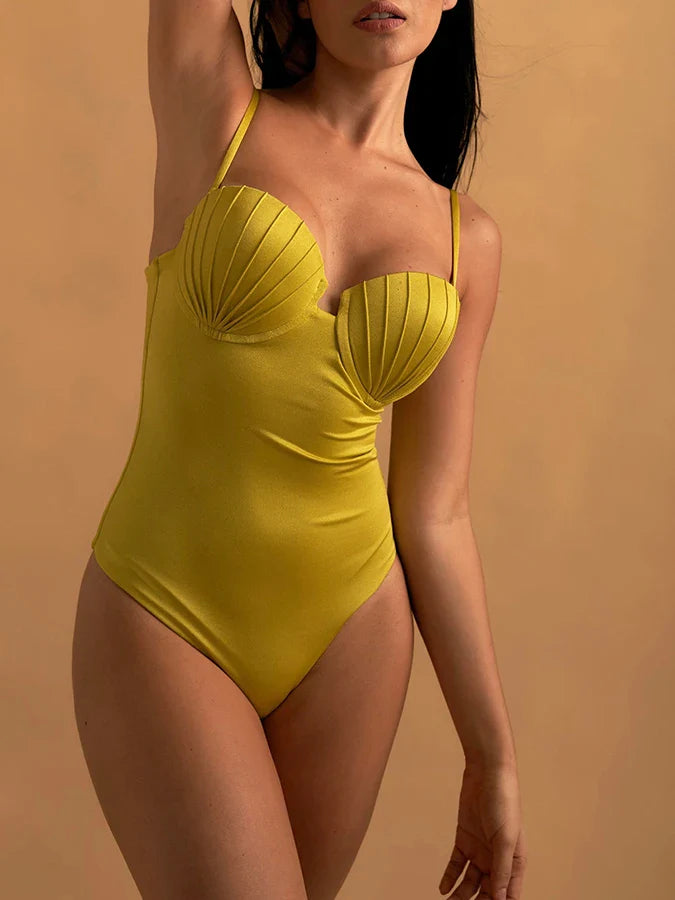 Sexy Suspenders Solid Color Women's Bikini Designer New Luxury Backless One-Piece Beach Swimsuit And Skirt