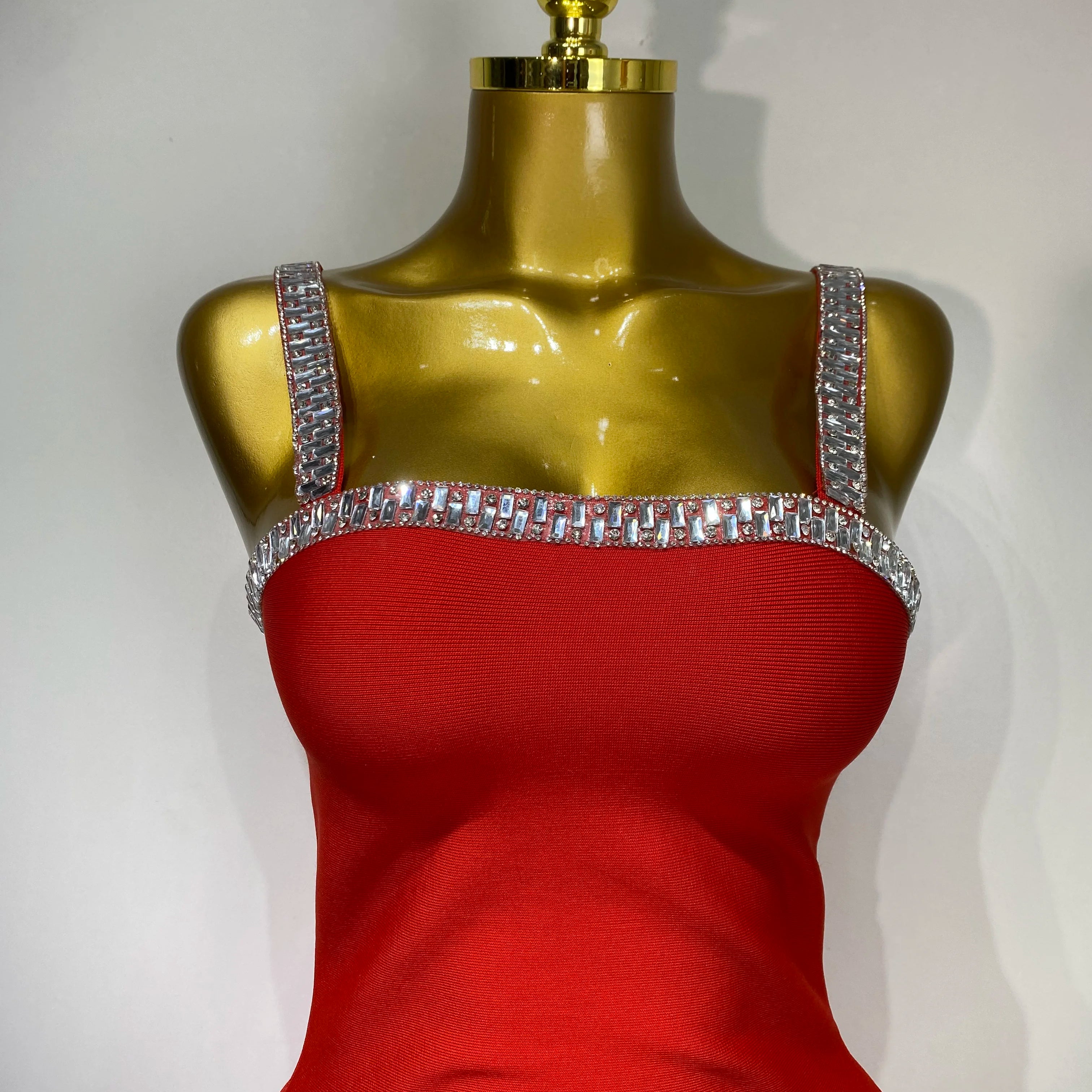 Women Sexy Black Red Sparkly Mini Bodycon Bandage Dress Sleeveless Luxury Diamonds Elegant Evening Club Party Birthday Dress