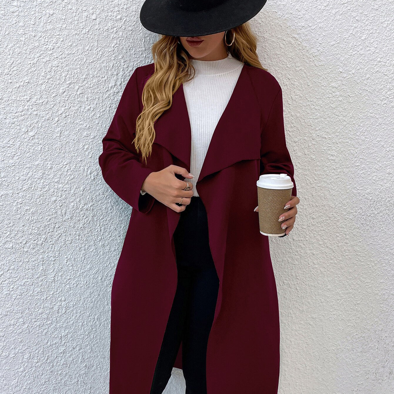 Women Autumn Jacket Large Plus Size 4XL Trench Coats Winter 2022 Solid Clothing Turn-down Collar Elegant Office Ladies Windbreak Fuchsia