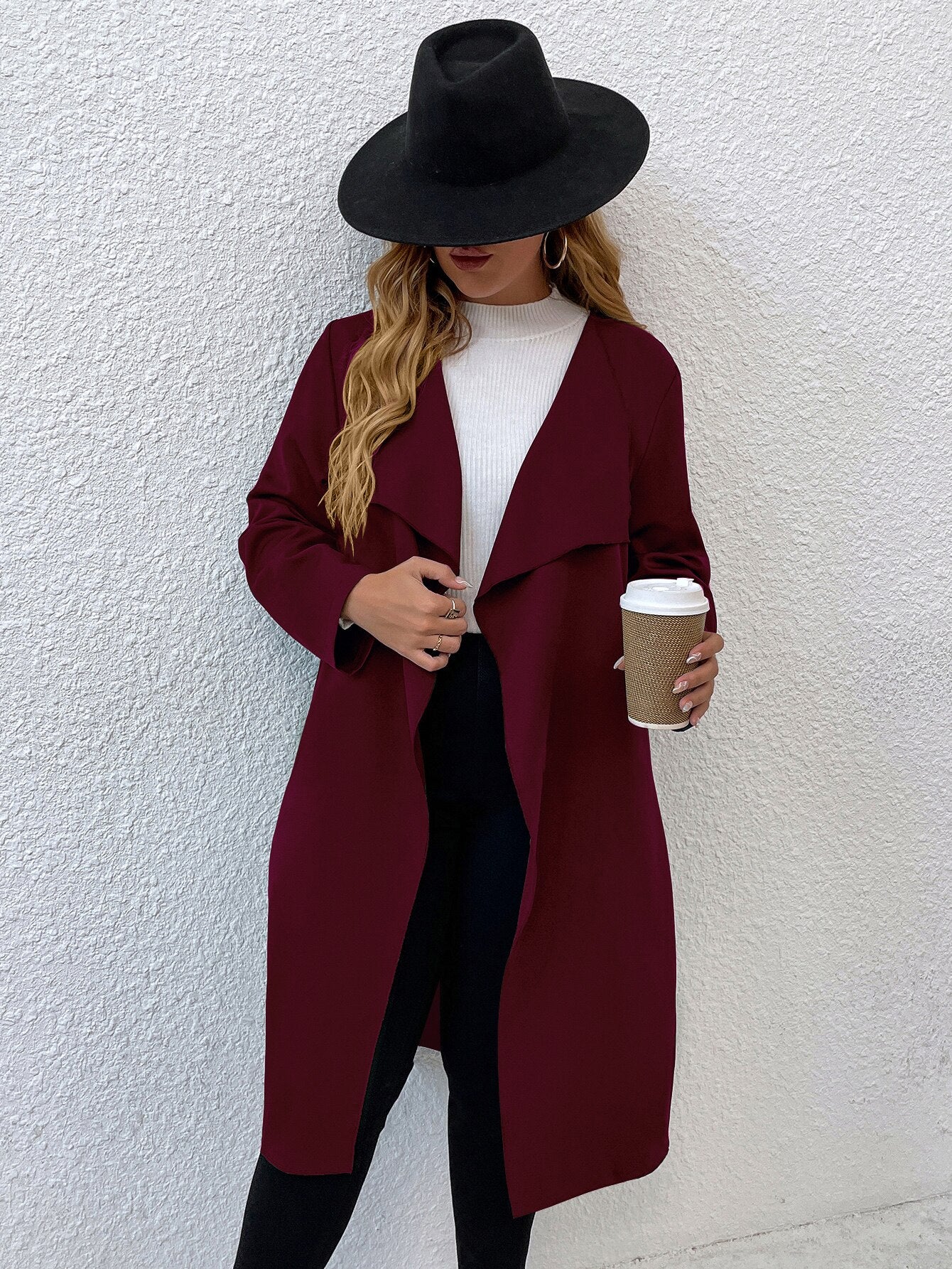 Women Autumn Jacket Large Plus Size 4XL Trench Coats Winter 2022 Solid Clothing Turn-down Collar Elegant Office Ladies Windbreak Fuchsia