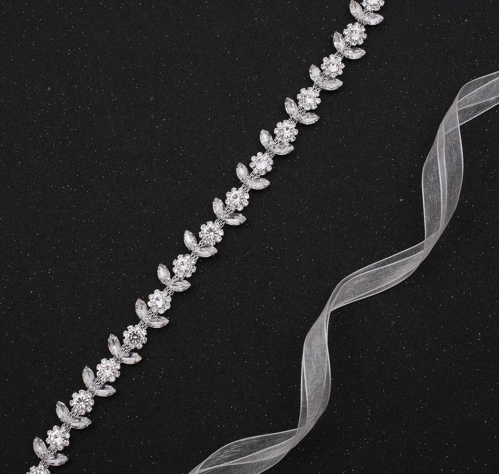 NZUK Crystal Bridal Belt Rhinestones Bridal Sash Sliver Wedding Dress Belt Bridal Dress Belt for Dresses Wedding Gown