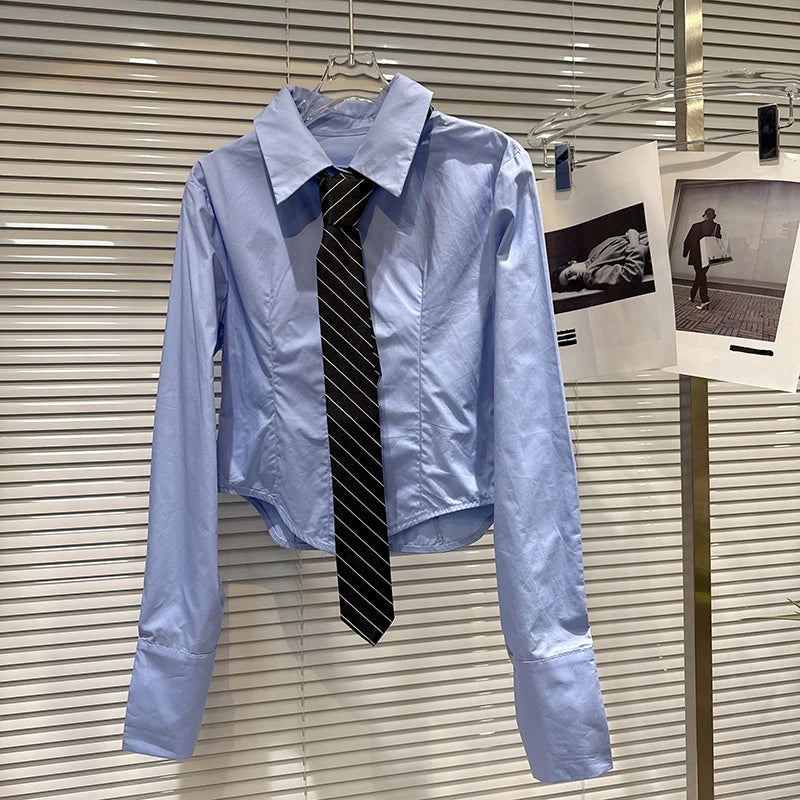 Winter New Trendy Sweet Fashion Tie Single-brasted Shirt Sweater Belted Short Skirt Three-Piece Set For Women 11A07596