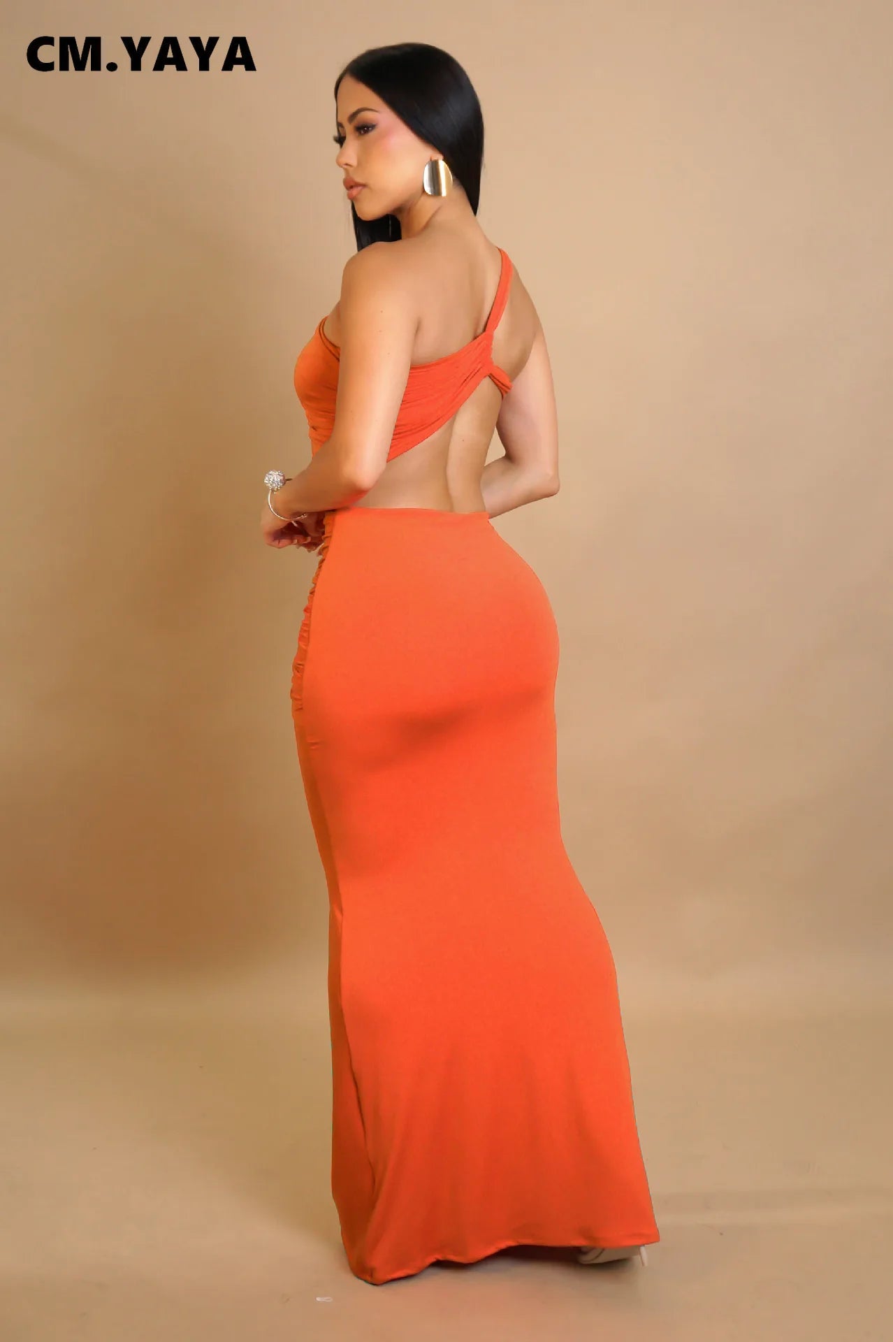 Women Sleeveless Hollow Out Strap Ruched Maxi Long Dress 2025 Summer Street Sexy Party Birthday Evening Dresses Vestidos