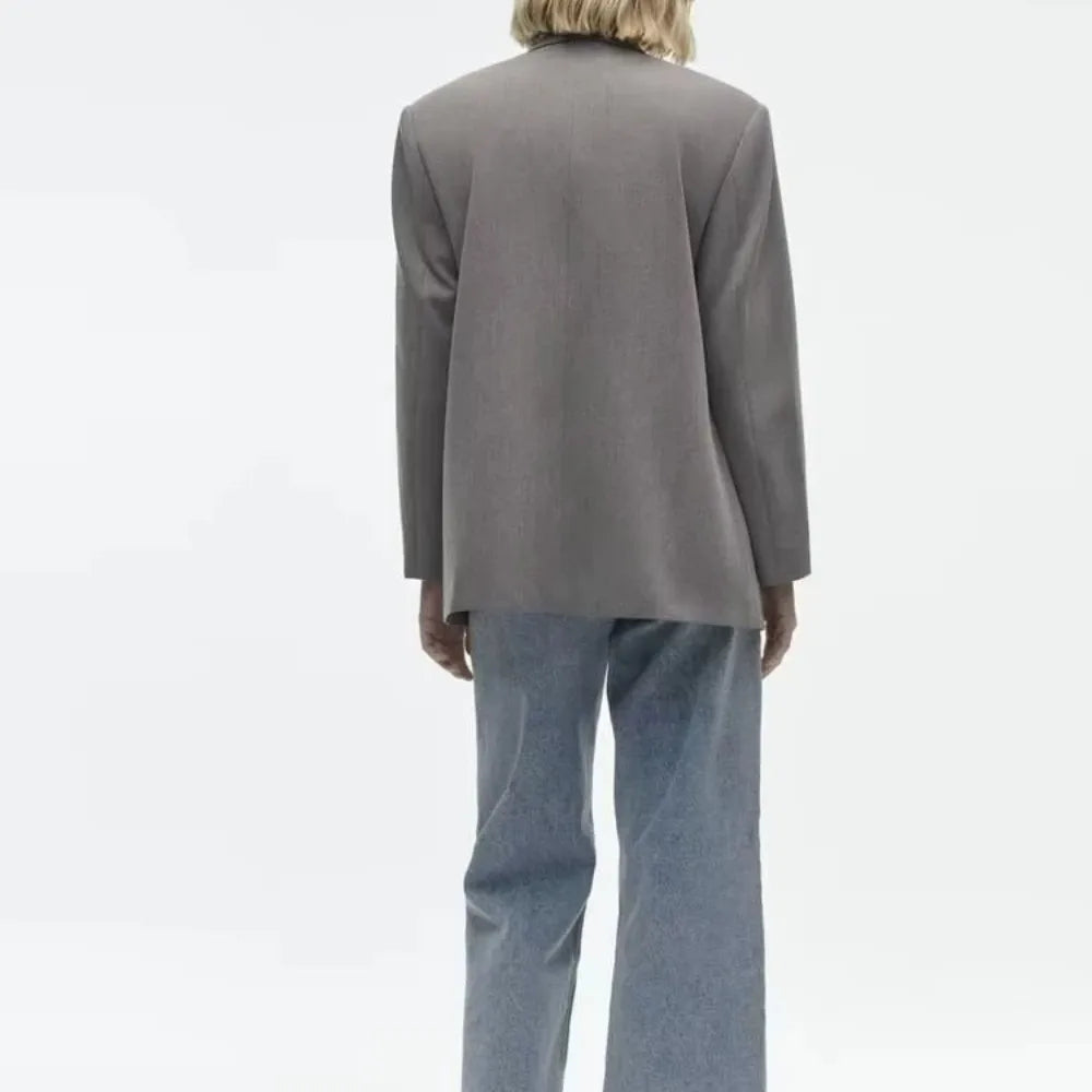 Spring/Summer Commuting Loose Leisure Fashion Suit Lapel Loose Double Breasted Blazer