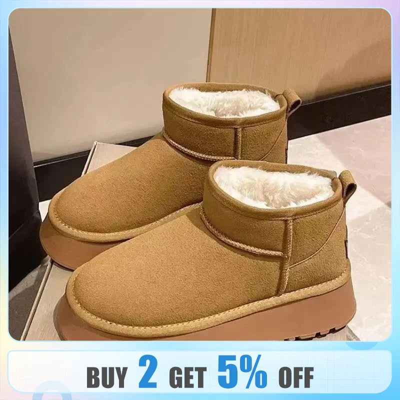 Women's Winter Warm Snow Boots Waterproof Anti-slip Cotton Women's Padded Thickened Platform Ankle Boots Botas Mujer