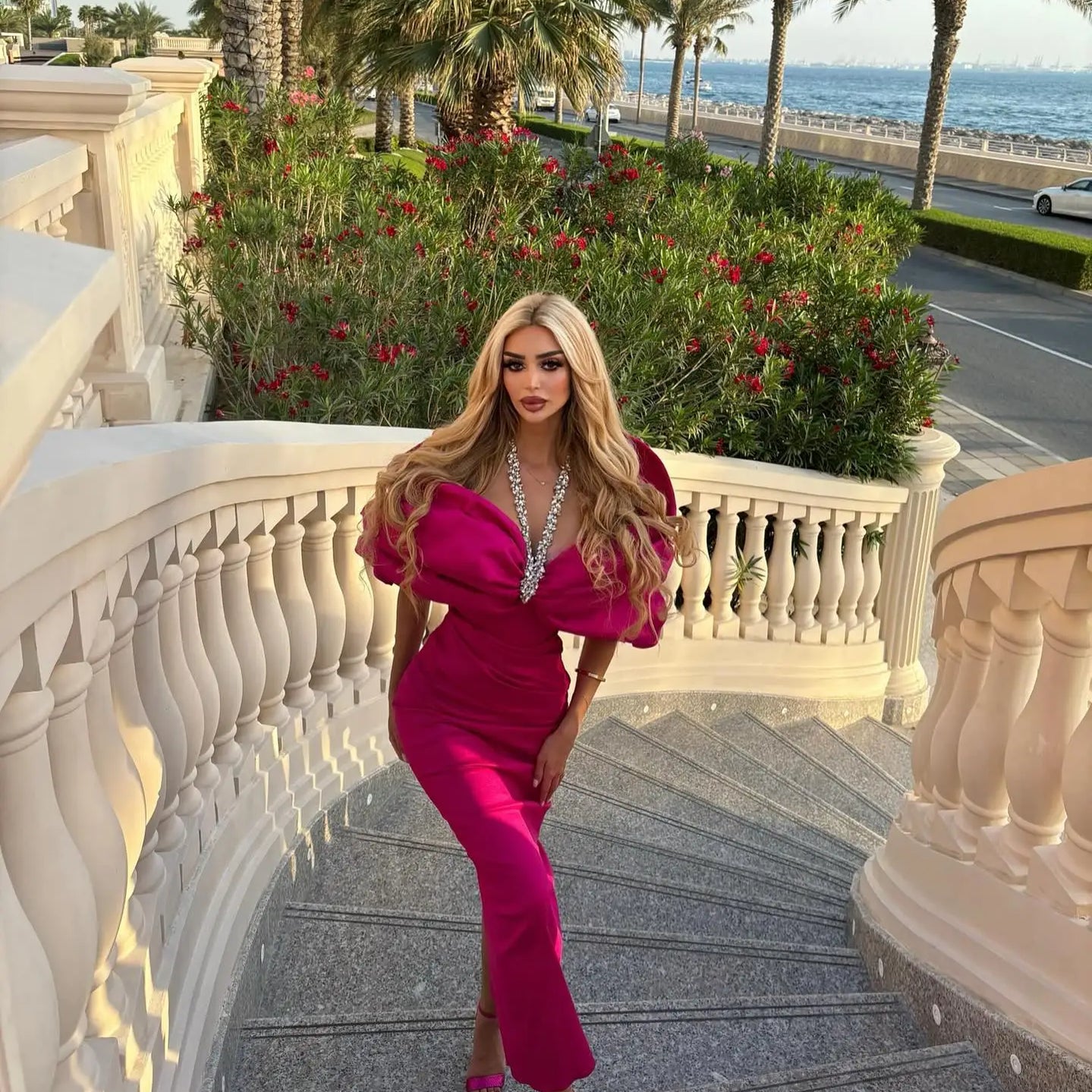 Red Black Women Sexy Halter Off the Shoulder Crystal Ruffles Bodycon Long Bandage Dress Nightclub Party Birthday Celebrate Wear