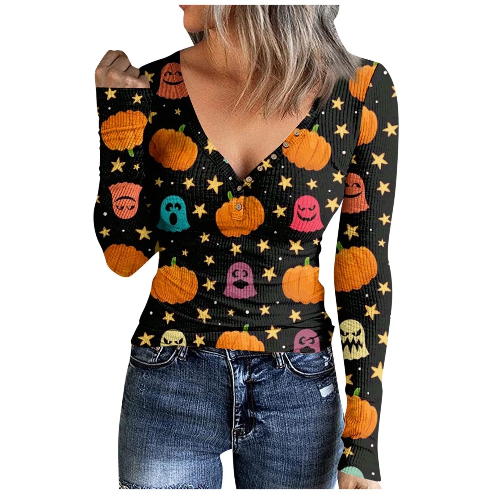 Oversized Hoodie Elegant V Neck Women Pullover Winter 2024 Casual Long Sleeves Halloween Women Sweatshirts Худи Оверсайз Ginger