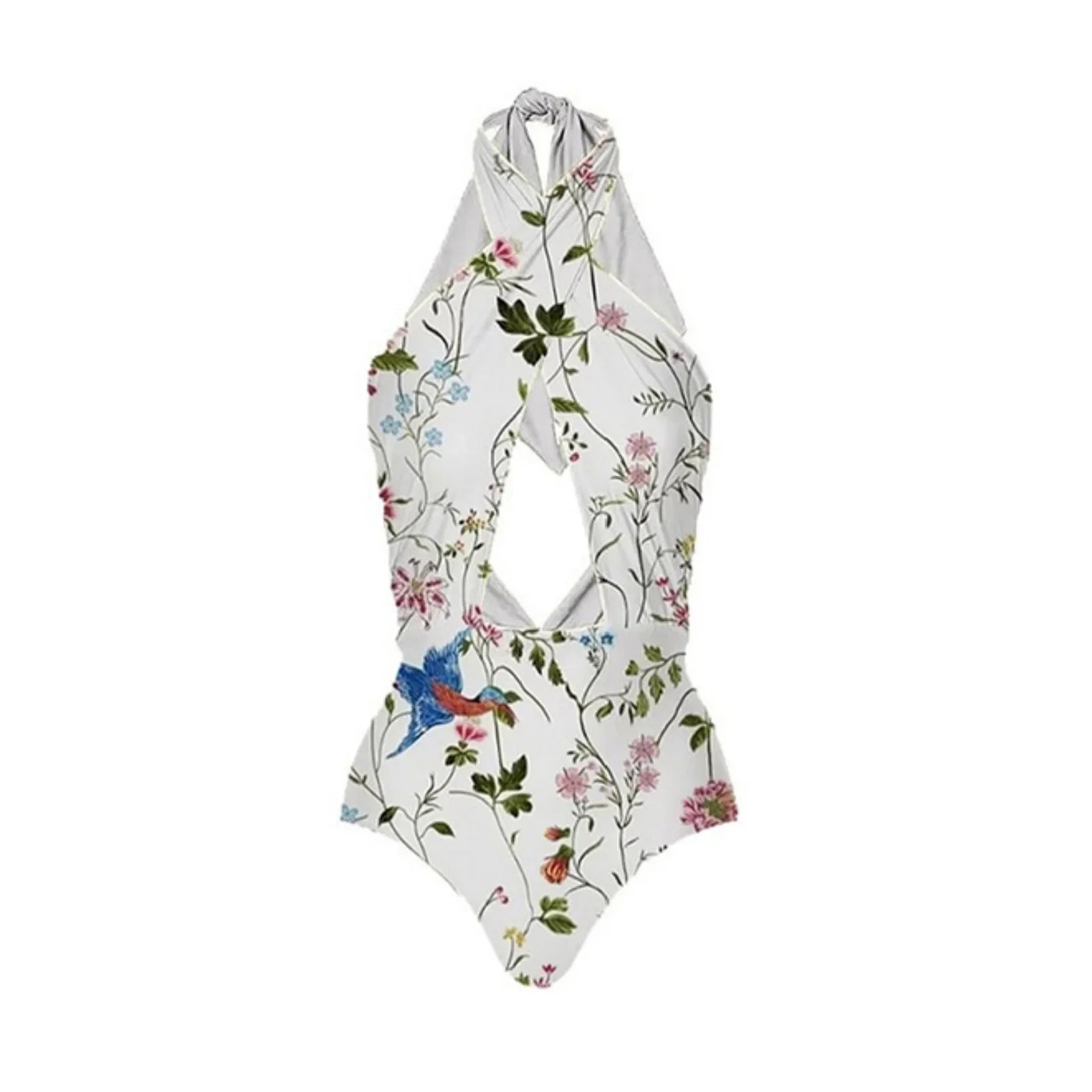 Halter Printed One Piece Bikini Sexy Hollow Halter Swimsuit Backless High Waist Slim Swimwear Ladies Fashion Beachwear swimsuit 1