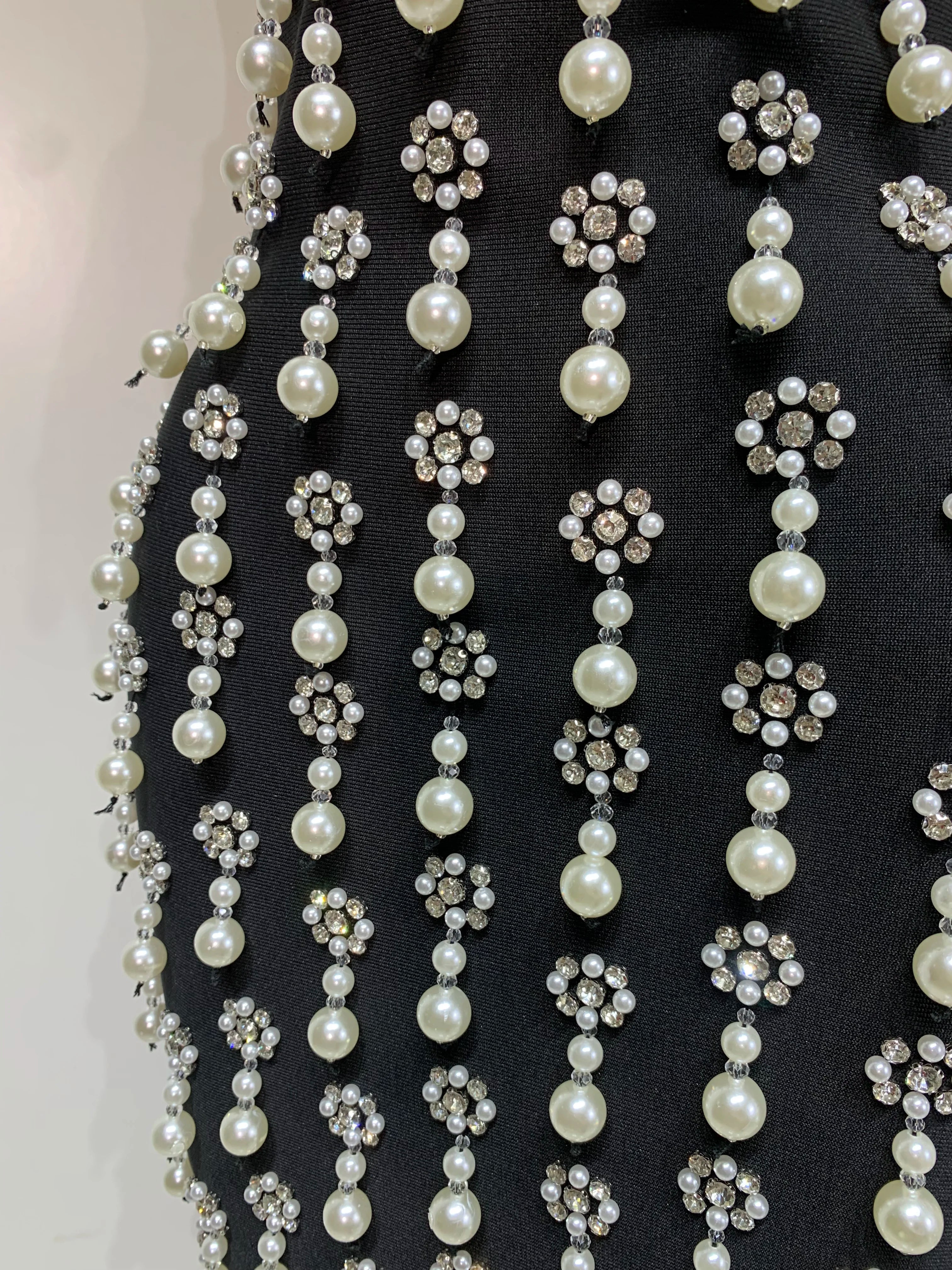 High Qualit Pearl Rhinestones Bodycon Strapless Mini Dress Women Sexy Backless Fashion Evening Party Club Luxury Birthday Dress