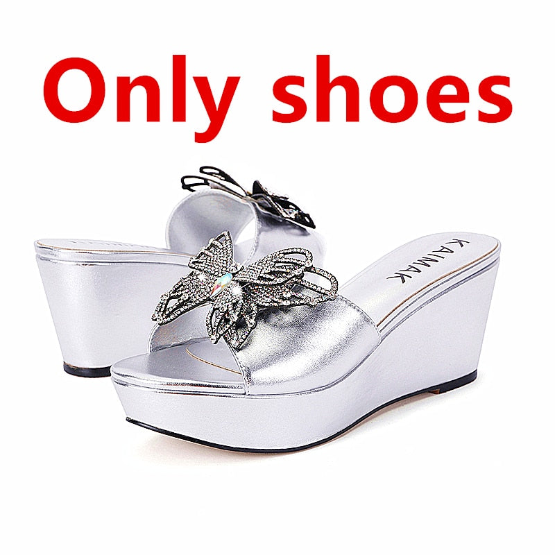 Wedding Shoe Bag Set Women Diamond Crystal Fashion Slippers Summer Italian Design Suitable for Birthday Party Wedding Wholesale Shoe 1