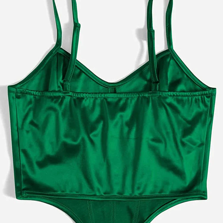 New Summer Women's Satin Sleeveless Chain Strap Crop Tops Tank Tops Bustier Clubwear Camisole