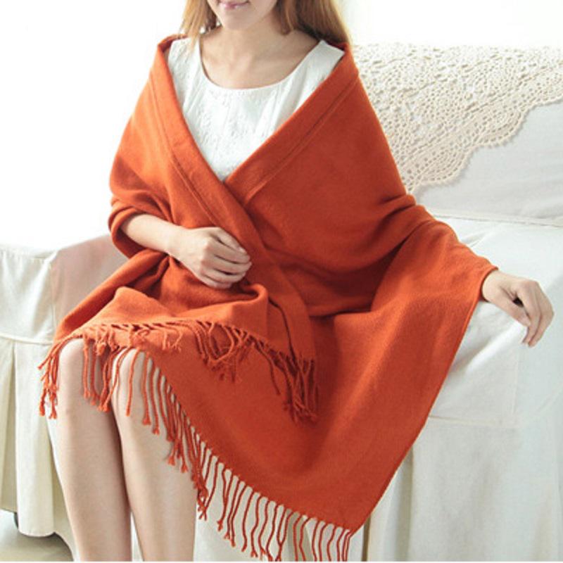 Winter Female Lattice Imitation Cashmere Scarf Autumn And Winter Thick Fashion Warm Wild Scarf Shawl Orange 180CM