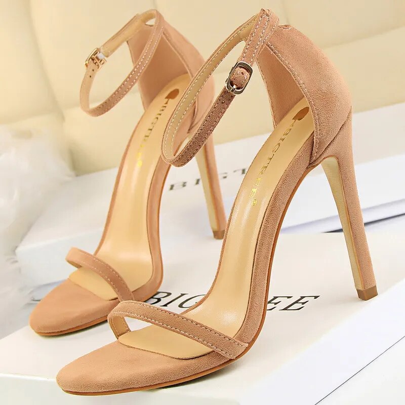 Shoes Summer Women Sandals Suede Hollow High Heels Stiletto Fashion Sandles Women Heels Ladies Shoes Women's Sandals