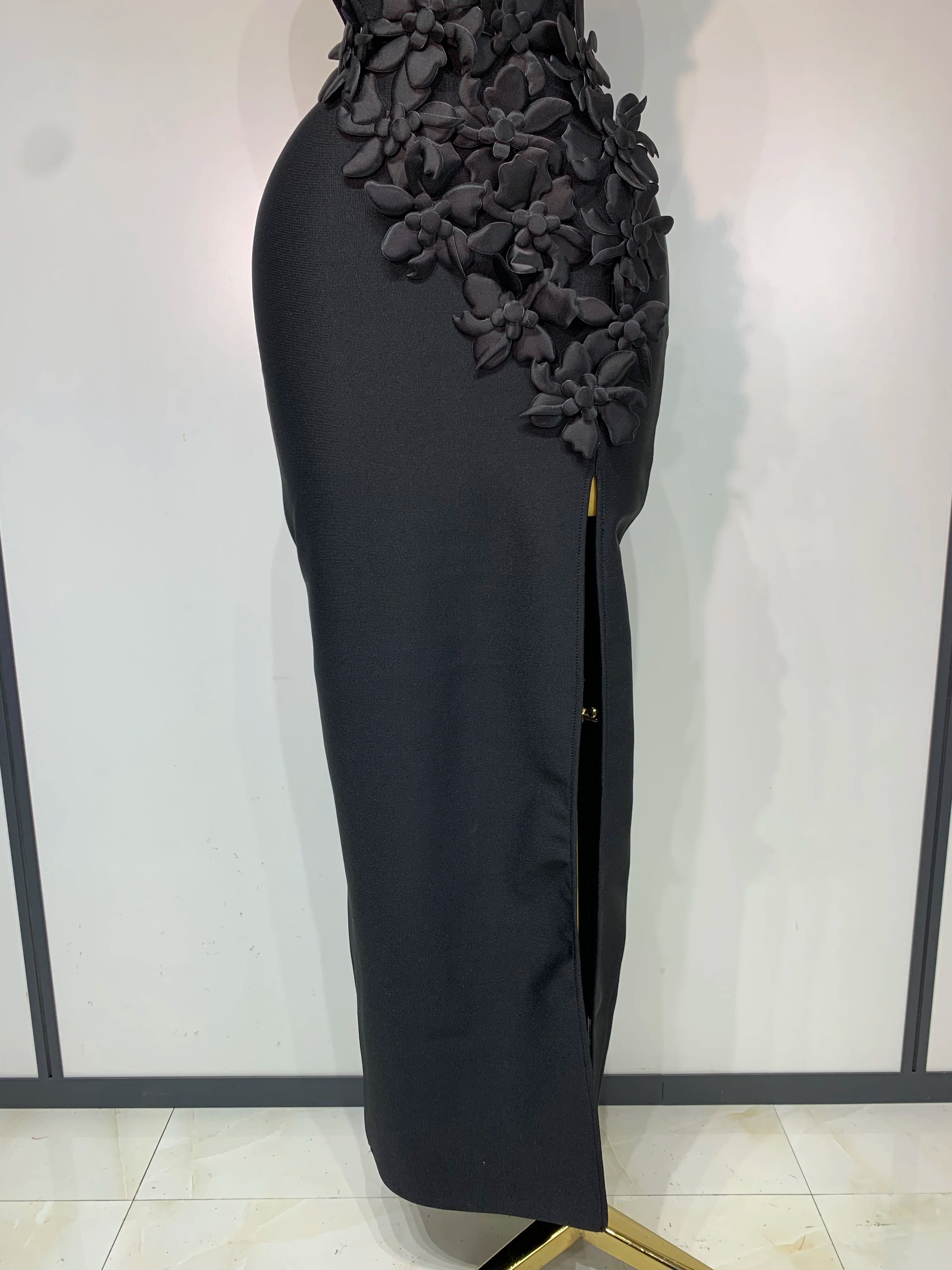 Women Sexy Sleeveless Flower Hollow Out Evening Party Bandage Dresses Red Knitted Bodycon Birthday Wedding Guest Clothing