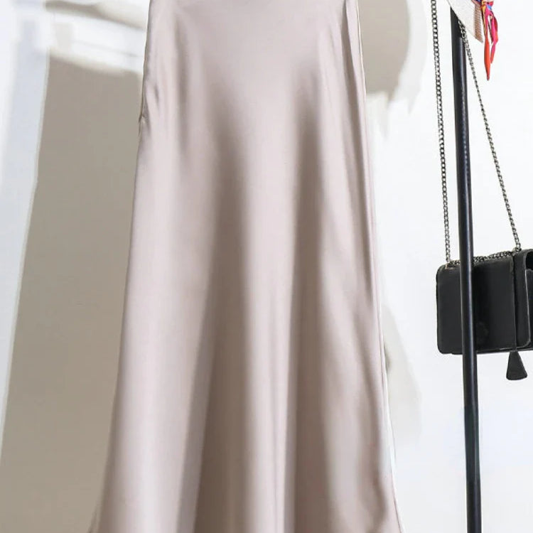 Acetic Satin Fishtail Skirt Woman Korean Fashion Elastic High Waist Skirts for Women Spring/summer New Slim Long Dresses champagne