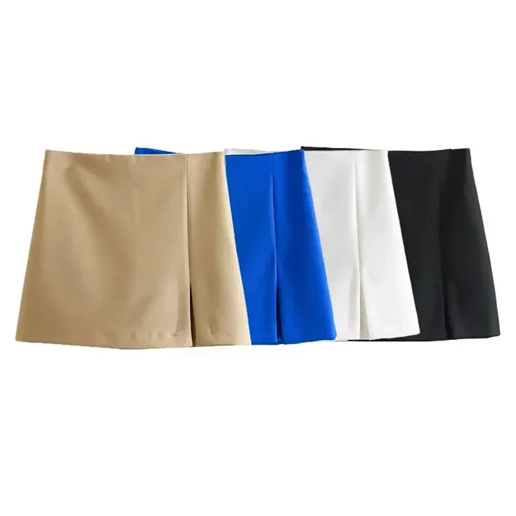 TRAF 2023 summer women's skirt shorts fashion retro high waist zipper side Y2K skirt women's fashion straight skirt shorts