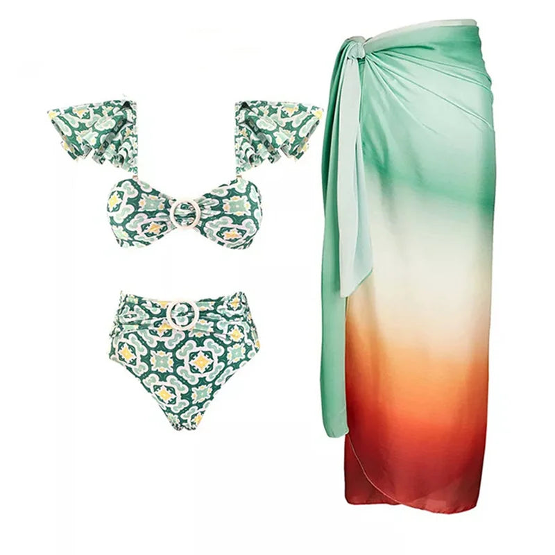 2023 Sexy Fashion One Piece Swimsuit Solid 3D Flower Summer Women Swimwear Beachwear Summer Luxury Monokini Bathing Suit a set 13