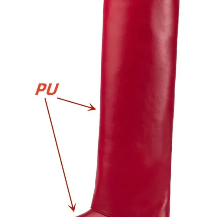 European and American Metal Lock Fasteners for High Tube Skirts, Boot Slopes, Leg Sleeves, Knee Length Boots, Platform Boots S76red PU