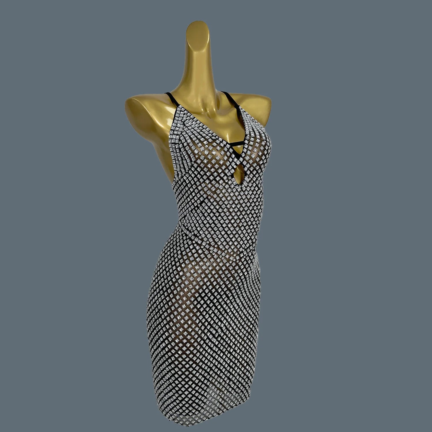 Women Fashion Crystals Mini Dress Luxury Sexy Stage Wear Birthday Party Prom Gwons Nightclub Performance Costume Fengwomei