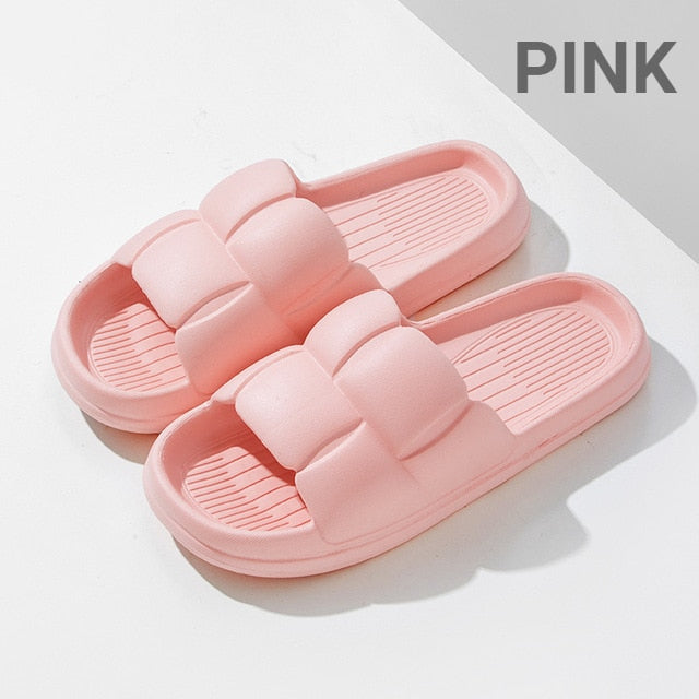 Summer Soft Shoes Cloud Slippers Indoor Mute Bathroom Anti-slip Slide Eva Beach Flip Flops Men Ladies Leisure Sandals 2024 pink