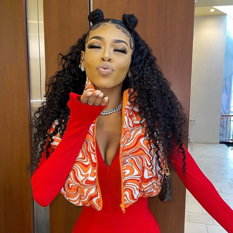 Sleeveless Clashing Graphic Slim Fitting Standing Collar Women'S Short Fitting Cotton Jacket