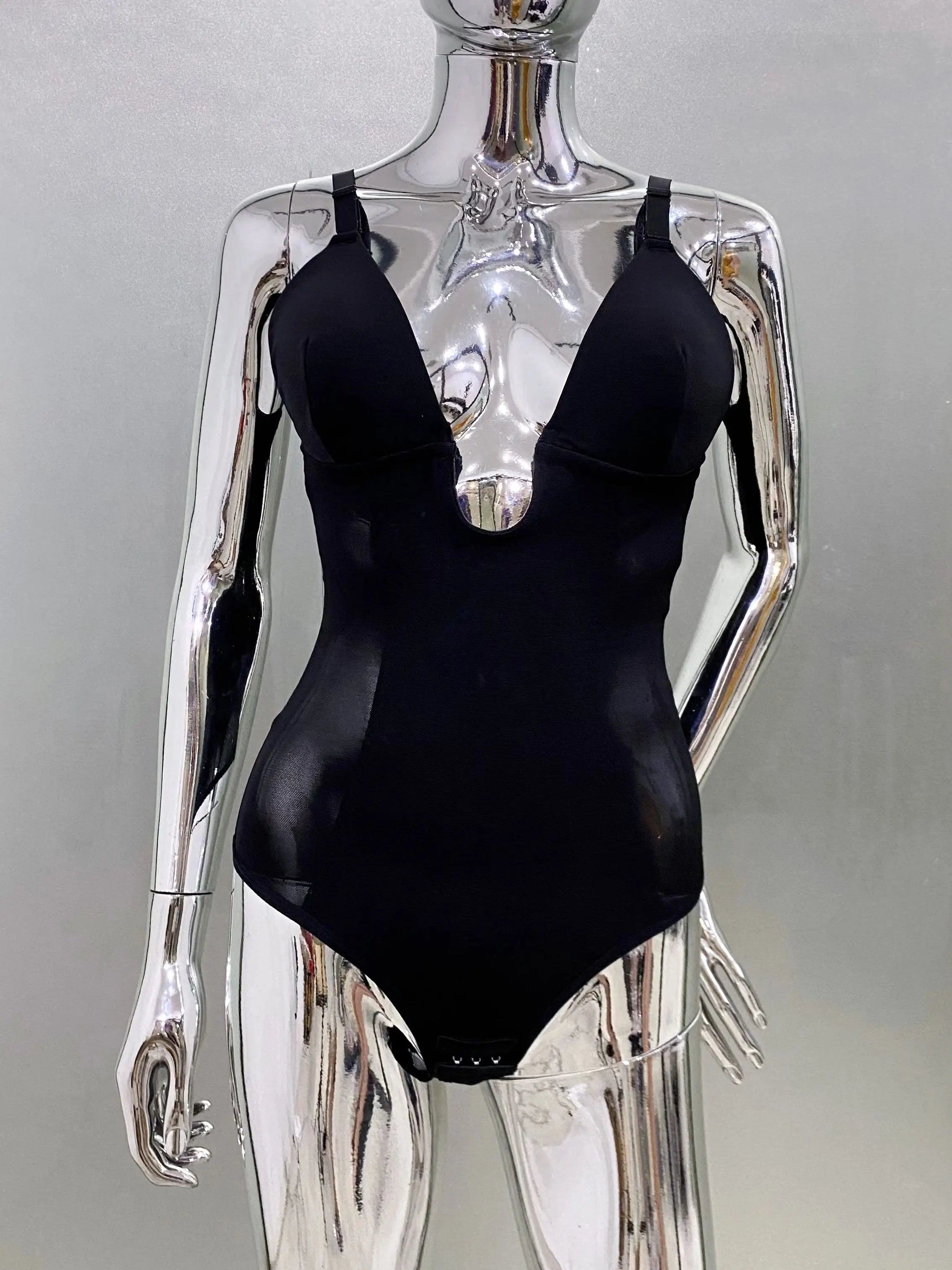 2 Color Woman Bodycon Body shaping Jumpbady Shapewear Evening Dress Under Wear Club Party Outfit Stage Performance Costume black