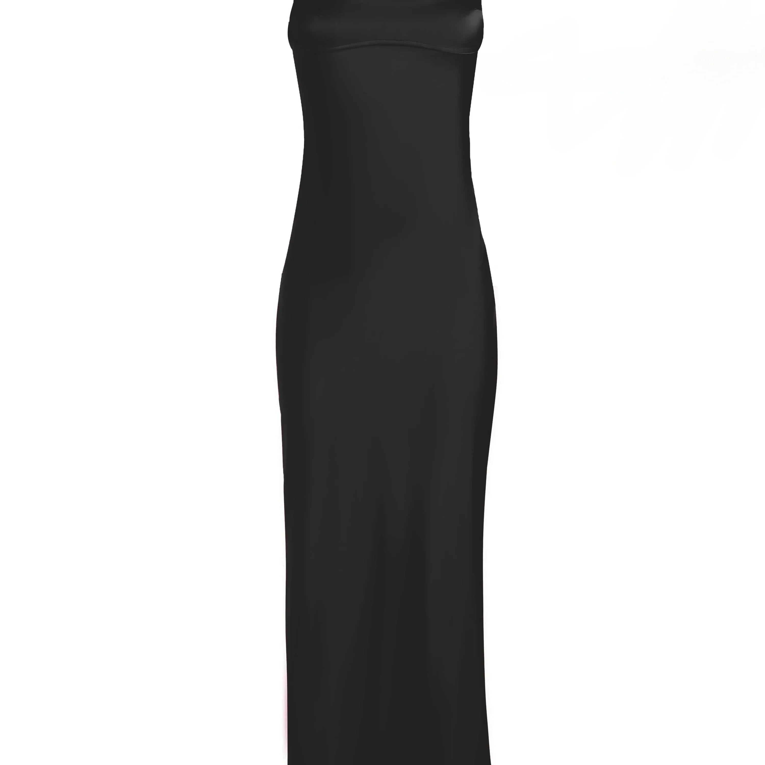 Suninheart Mid-calf Satin Dress Elegant Pink Sexy Sleeveless Cut Out Party Dresses Casual Holiday Birthday Women Clothing black