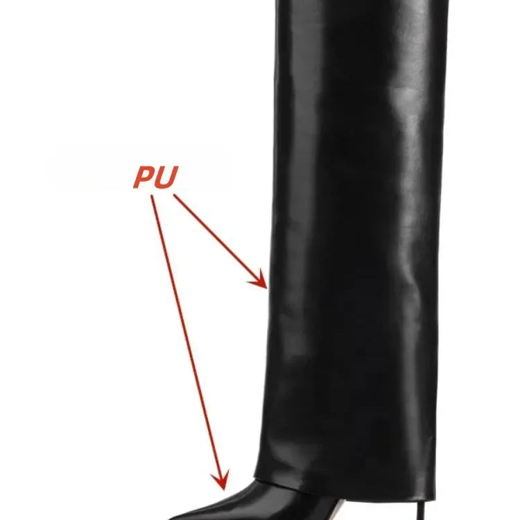 European and American Metal Lock Fasteners for High Tube Skirts, Boot Slopes, Leg Sleeves, Knee Length Boots, Platform Boots S76black PU