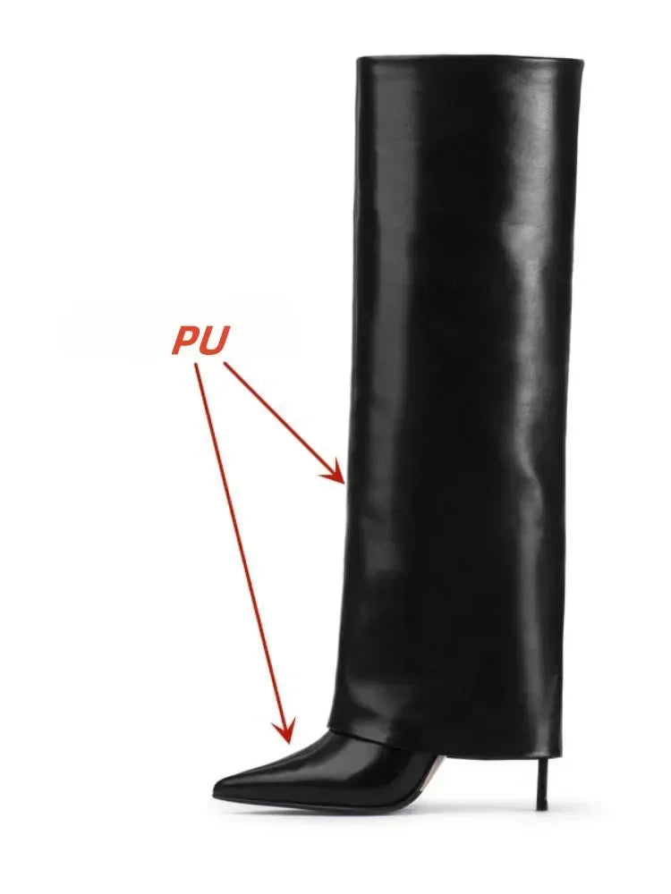 European and American Metal Lock Fasteners for High Tube Skirts, Boot Slopes, Leg Sleeves, Knee Length Boots, Platform Boots S76black PU