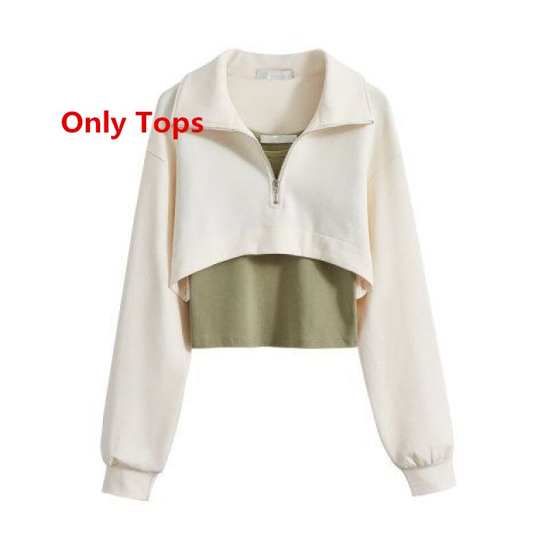 Women Spring Autumn Fashion Zipper Sweatshirt Vest Wide Leg Pants 1 or 3 Piece Set Lady Casual Tops Trousers Outfits 2024 Suits Only Green Tops