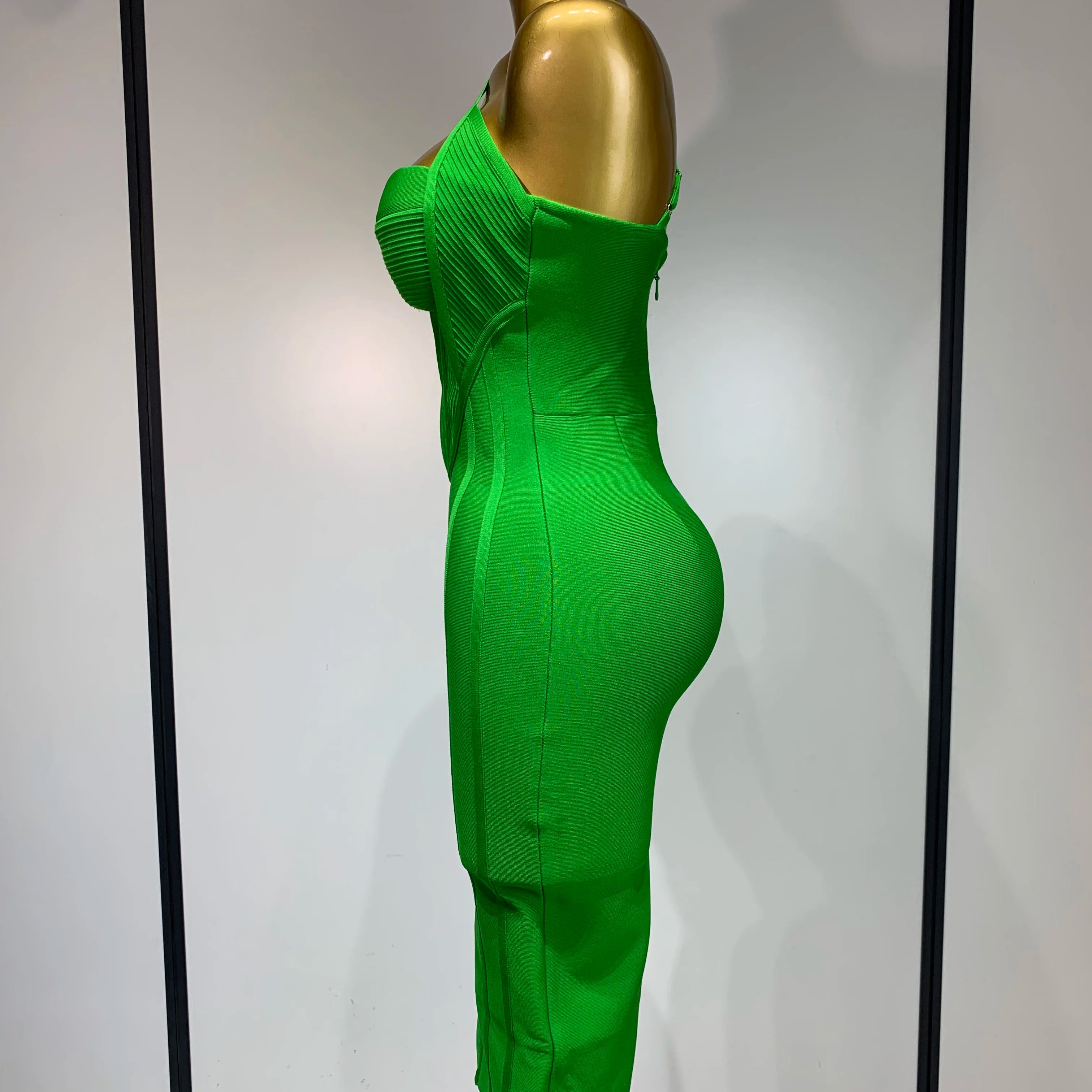 Women Sexy Sleeveless Backless Green Midi Bodycon Bandage Dress 2025 Celebrity Elegant Evening Club Party Luxury Birthday Dress