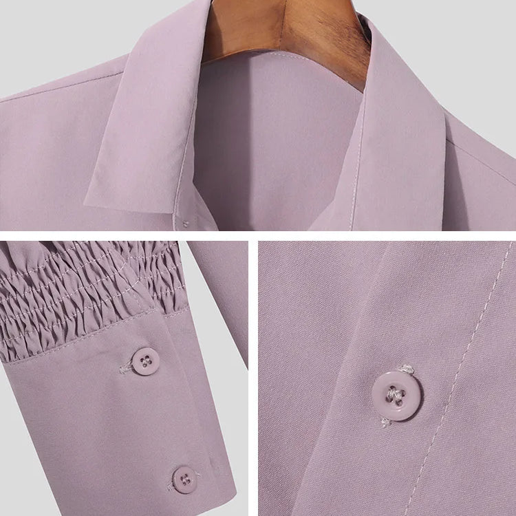 INCERUN Tops American Style New Men Solid Puff Sleeve Shape Blouse Fashion Party Shows Male Loose Long-sleeved Shirts S-5XL